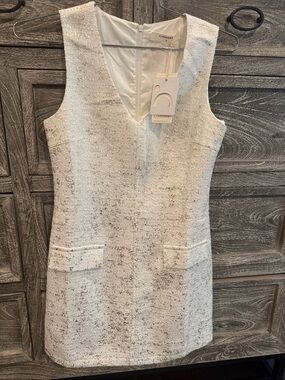 NWT Commense white and gold tweed shift dress